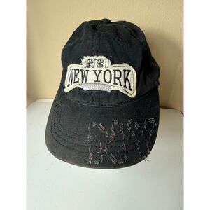 Vintage New York Black‎ Baseball Cap with Distressed Logo Urban Streetwear